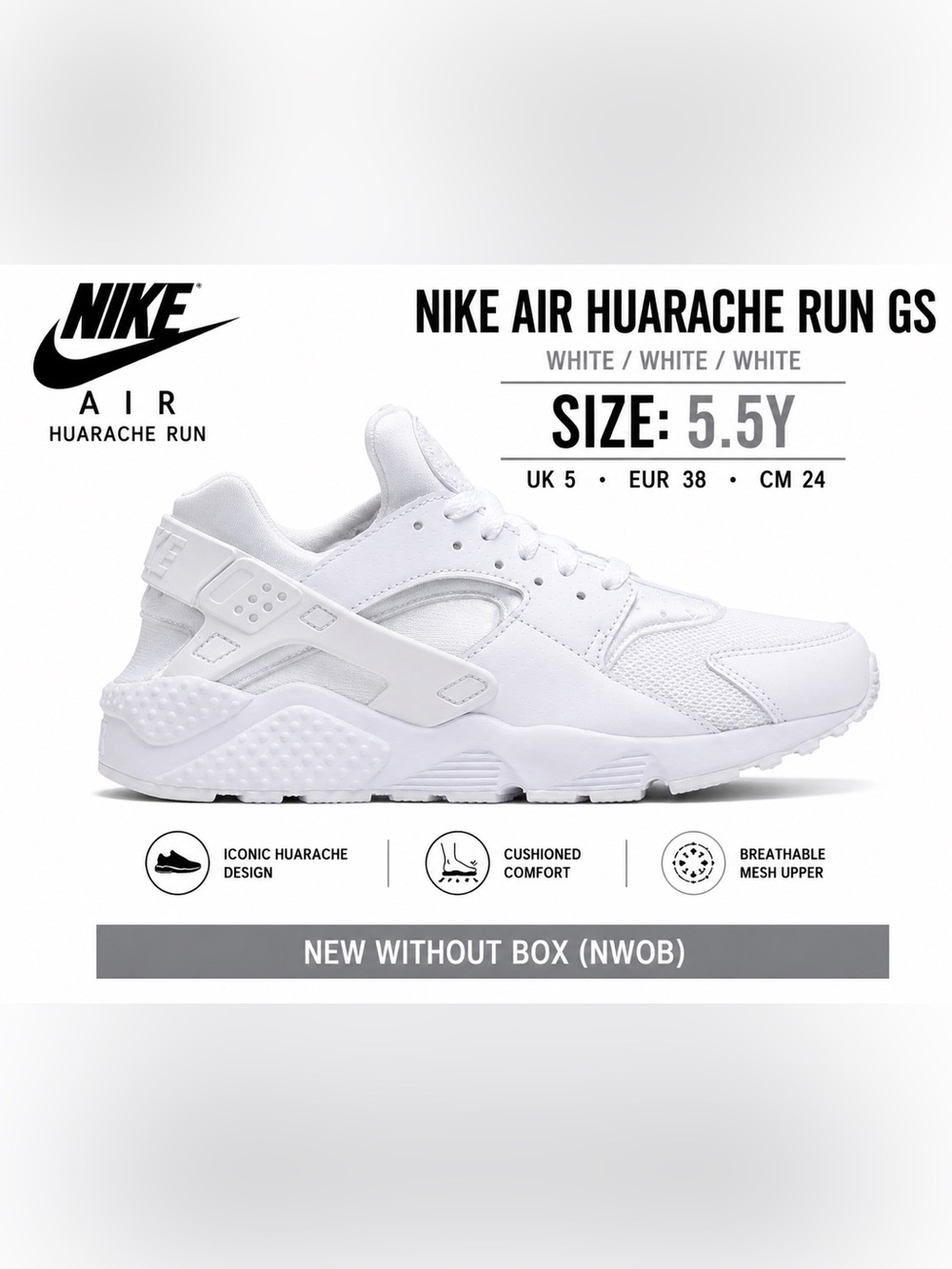 Nike Air Huarache White 5.5Y